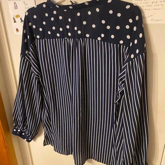Suzanne Betro Stripe/polka dot button up blouse - Picture 2 of 4